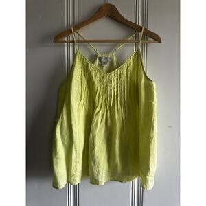 Kenar Linen Babydoll Camisole M Yellow Pintuck Swing Classic Summer Coastal